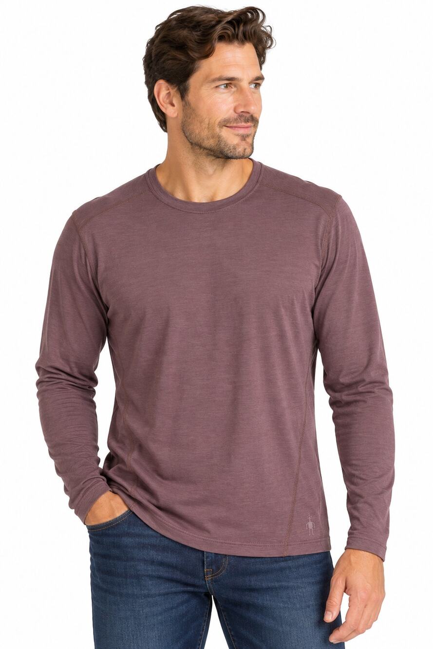 Smartwool Men’s Merino Wool Blend Long Sleeve Crewneck Shirt Mauve Purple
